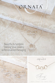Personalized necklace - silver three best friend necklaces  - sterling silver custom jewelry for best friends or sisters. Perfect gift for sisters or best friends. Three interlocking silver rings to represent three friends or sisters.